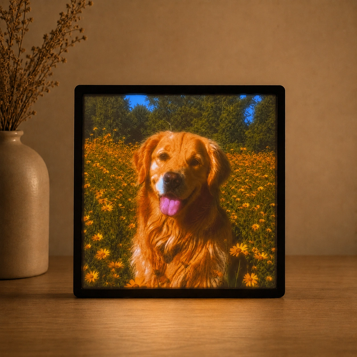 Voorbeeld van een verlichte kleurenlithophane